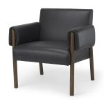 Ashton Black Faux Leather w/ Dark Brown Wood Accent Chair