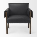Ashton Black Faux Leather w/ Dark Brown Wood Accent Chair