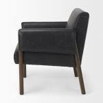 Ashton Black Faux Leather w/ Dark Brown Wood Accent Chair