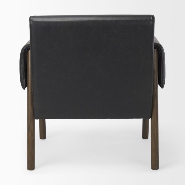 Ashton Black Faux Leather w Dark Brown Wood Accent Chair 6