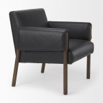 Ashton Black Faux Leather w/ Dark Brown Wood Accent Chair