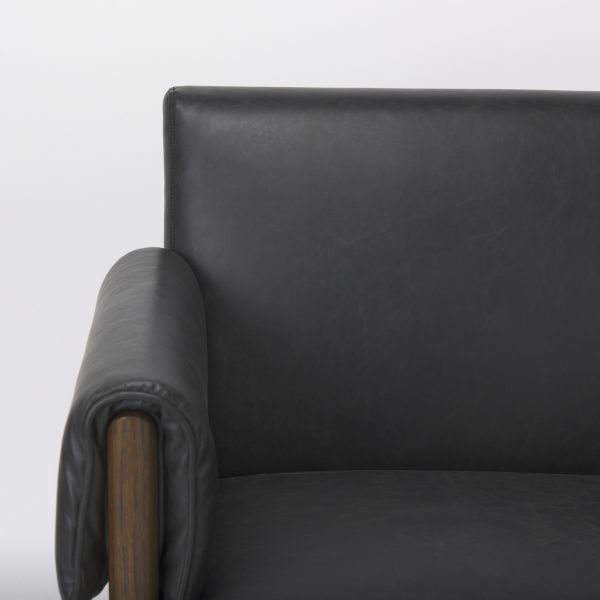Ashton Black Faux Leather w Dark Brown Wood Accent Chair 9