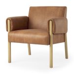 Ashton Brown Faux Leather w/ Light Wood Accent Chair