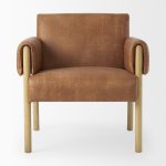 Ashton Brown Faux Leather w/ Light Wood Accent Chair
