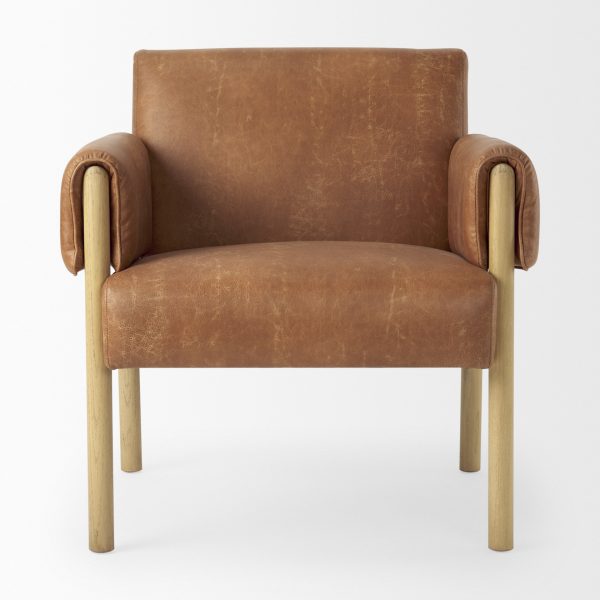 Ashton Brown Faux Leather w Light Wood Accent Chair 4