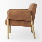 Ashton Brown Faux Leather w/ Light Wood Accent Chair