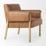 Ashton Brown Faux Leather w/ Light Wood Accent Chair