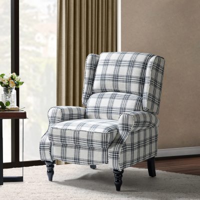 Asikli Black Fabric Wingback Manual Recliner