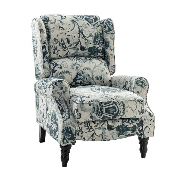 Asikli Floral Fabric Wingback Manual Recliner 1