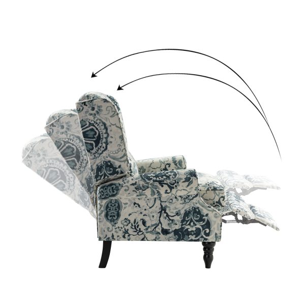 Asikli Floral Fabric Wingback Manual Recliner 2