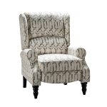 Asikli Grey Wingback Fabric Manual Recliner, Rubber Legs