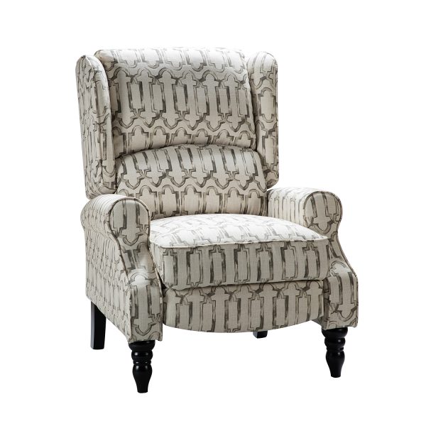 Asikli Grey Wingback Fabric Manual Recliner Rubber Legs 1