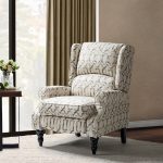 Asikli Grey Wingback Fabric Manual Recliner, Rubber Legs