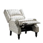 Asikli Grey Wingback Fabric Manual Recliner, Rubber Legs