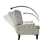Asikli Grey Wingback Fabric Manual Recliner, Rubber Legs