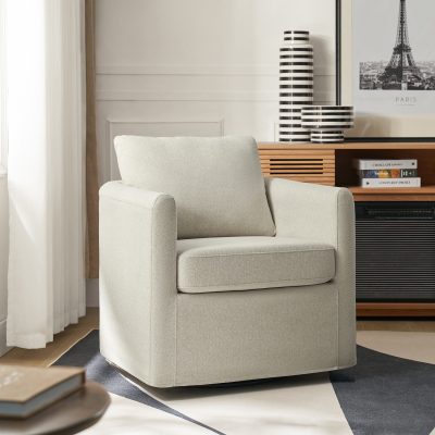 Asser Linen Look 360 Swivel Accent Chair