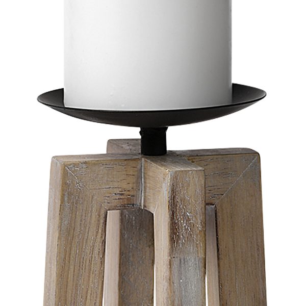 Astra Large Light Brown Wood Pedestal Base Table Candle Holder 4