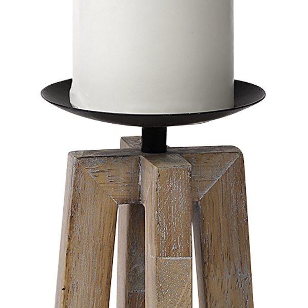 Astra Small Light Brown Wood Pedestal Base Table Candle Holder 4
