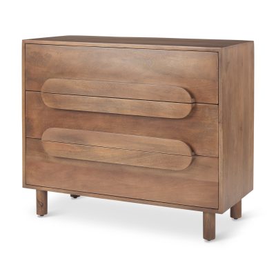 Astrid 36L x 17W x 30.3H Medium Brown Solid Wood 3 Drawer Cabinet