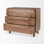 Astrid 36L x 17W x 30.3H Medium Brown Solid Wood 3 Drawer Cabinet
