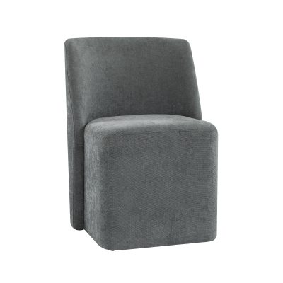Astrid Grey Modern Chenille Dining Chair with Wheels