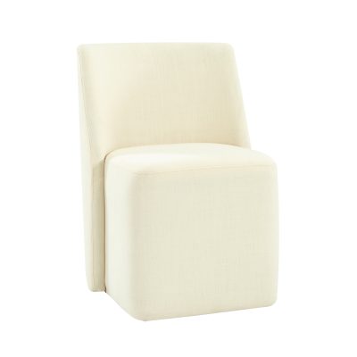 Astrid Linen Modern Dining Chair with Wheels