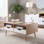 Astro Contemporary Natural and White Wood Coffee Table