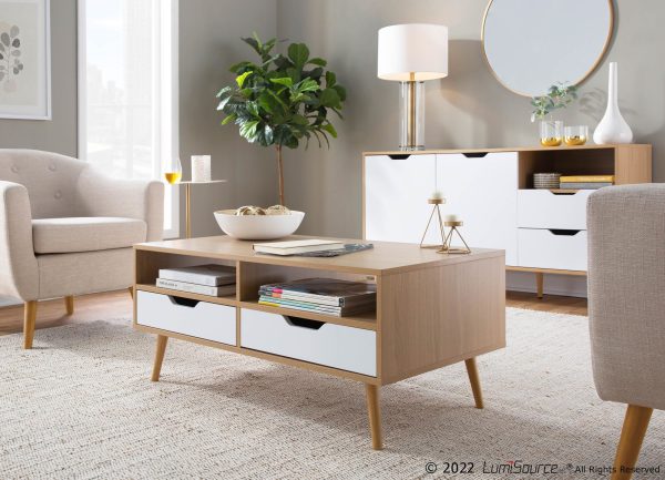 Astro Contemporary Natural and White Wood Coffee Table 1