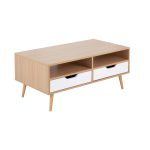 Astro Contemporary Natural and White Wood Coffee Table