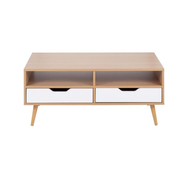 Astro Contemporary Natural and White Wood Coffee Table 6