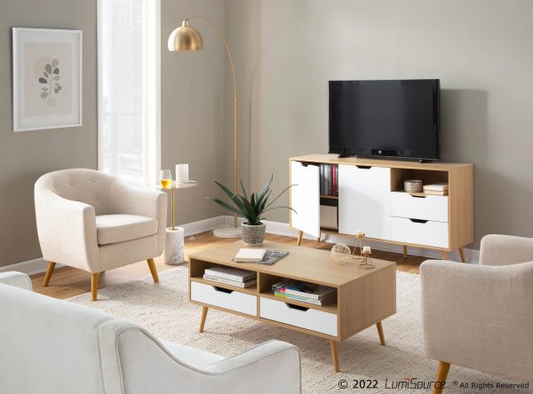 Astro Contemporary Natural and White Wood Coffee Table