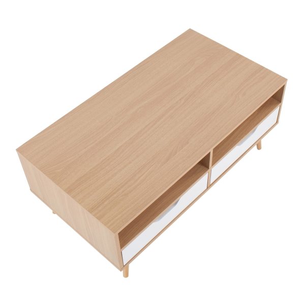 Astro Contemporary Natural and White Wood Coffee Table 7