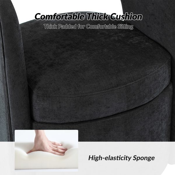 Athena Black Chenille Hollowed out Backrest Dining Chair with Storage 2