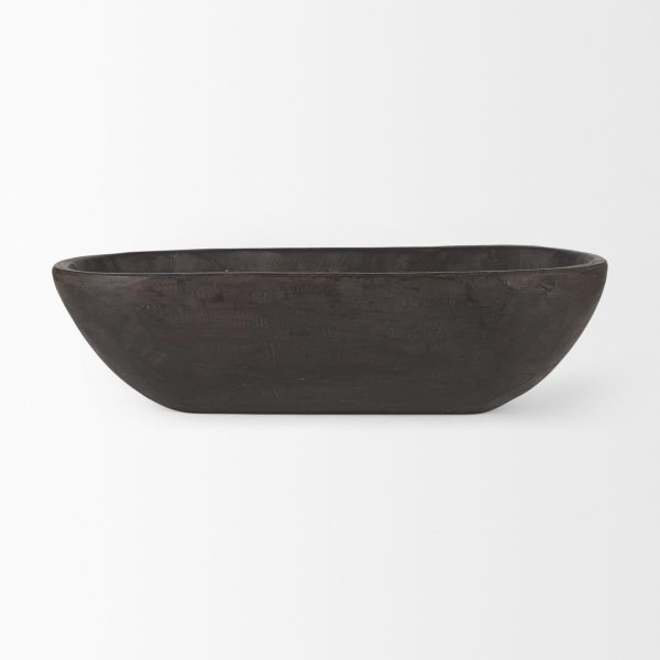 Athena Extra Large Oblong Black Brown Reclaimed Wood Bowl 1