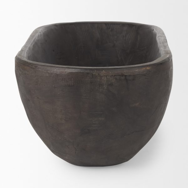 Athena Extra Large Oblong Black Brown Reclaimed Wood Bowl 2