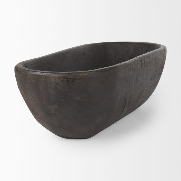 Athena Extra Large Oblong Black Brown Reclaimed Wood Bowl 3