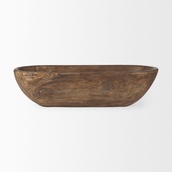 Athena Extra Large Oblong Medium Brown Reclaimed Wood Bowl 2