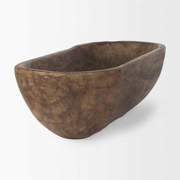 Athena Extra Large Oblong Medium Brown Reclaimed Wood Bowl 4