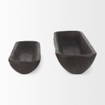 Athena Set of 2 Extra Large Black-Brown Reclaimed Wood Trays
