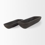 Athena Set of 2 Extra Large Black-Brown Reclaimed Wood Trays