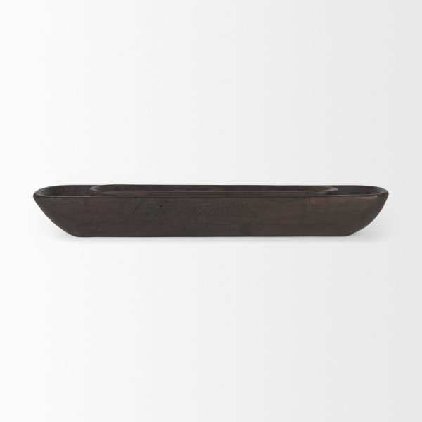 Athena Set of 2 Extra Large Black Brown Reclaimed Wood Trays 4