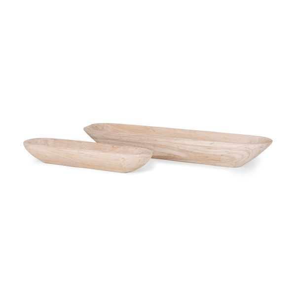 Athena Set of 2 Extra Large Light Wash Reclaimed Wood Trays