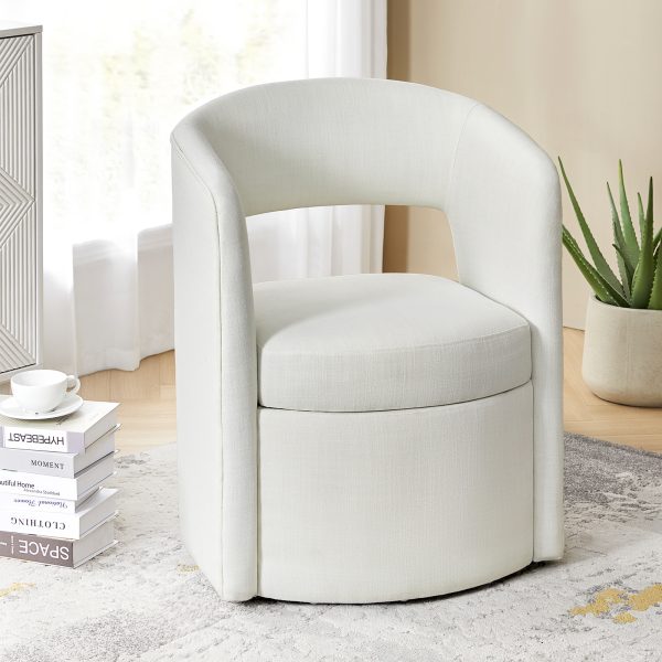Athena White Hollowed out Backrest Dining Chair with Storage 1