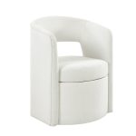 Athena White Hollowed-out Backrest Dining Chair with Storage
