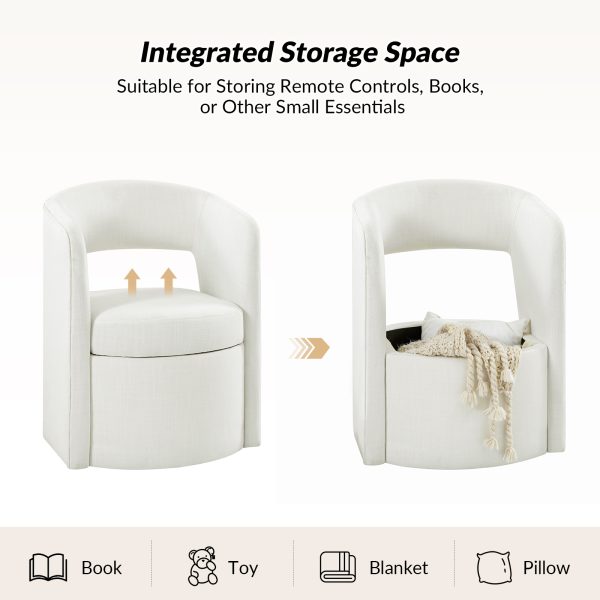 Athena White Hollowed out Backrest Dining Chair with Storage 3
