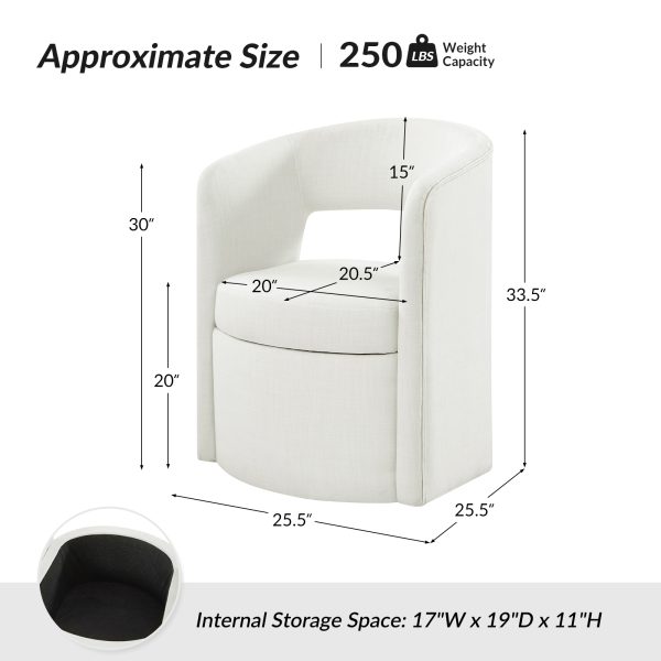 Athena White Hollowed out Backrest Dining Chair with Storage 4