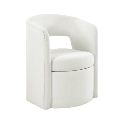 Athena White Hollowed-out Backrest Dining Chair with Storage