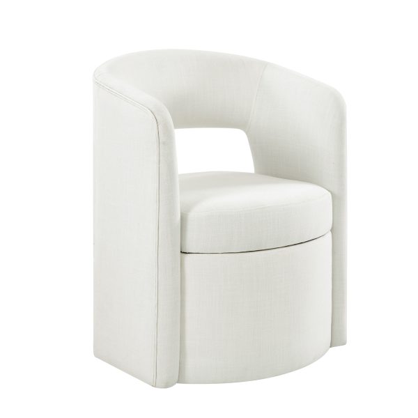 Athena White Hollowed out Backrest Dining Chair with Storage