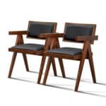 Black Vegan Leather Mid Century Modern Dining Chair (Set of 2) 7 Black Vegan Leather Mid Century Modern Dining Chair (Set of 2)