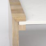 Athens 48.0L x 28.0W x 16.0H Light Brown Wood and White Marble Coffee Table